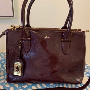 Ralph Lauren Shoulder Plum Patent Leather Bag